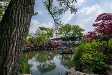 Suzhou klasik Bahçe Bahçe Bahçe waterside Piper kalmak