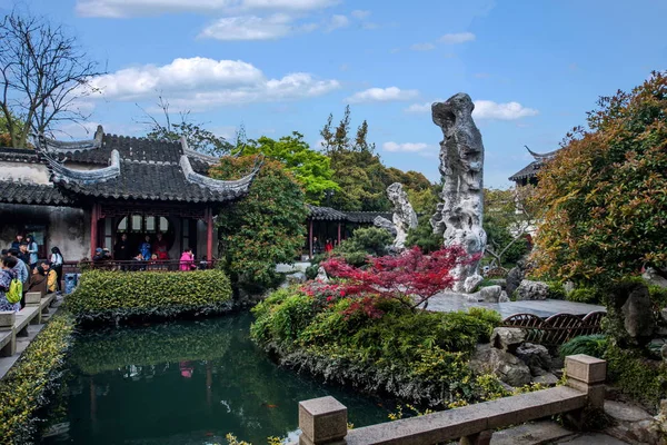 Suzhou klasik Bahçe Bahçe Bahçe waterside kalmak — Stok fotoğraf