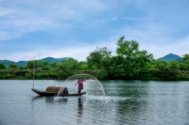 Jiangxi Wuyuan Moon Bay balıkçı teknesi