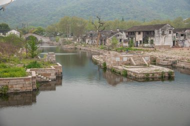 Jiangsu Wuxi Huishan antik kenti antik kanal Nehri'nin