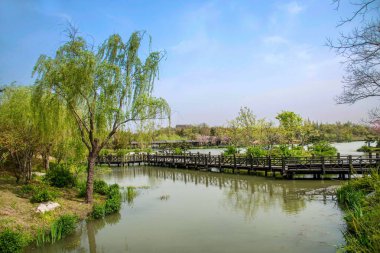Yangzhou ince Batı Gölü Bahçe waterside üzerinde