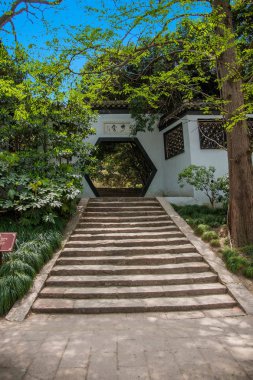 Yangzhou Slender West Lake Fahai Temple backyard of the long ladder clipart
