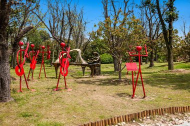 Yangzhou ince Batı Gölü Bahçe ülke grup heykel