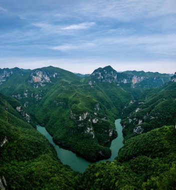 Chongqing Yunyang Longtan National Geological Park deep mountain canyon river clipart