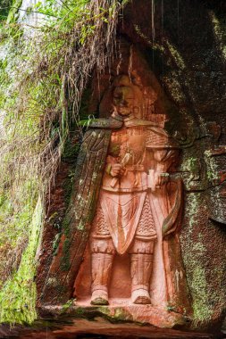 Sichuan Shannan bambu deniz alanı 36 büyük taş oyma