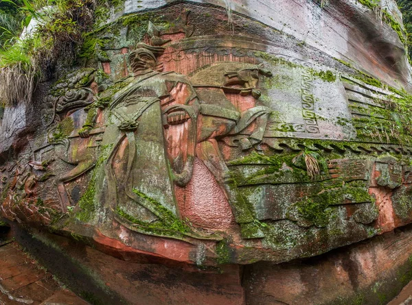 Sichuan Shannan bamboe zee gebied zesendertig grote steen houtsnijwerk — Stockfoto