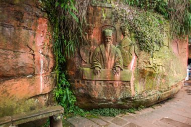 Sichuan Shannan bambu deniz alanı 36 büyük taş oyma