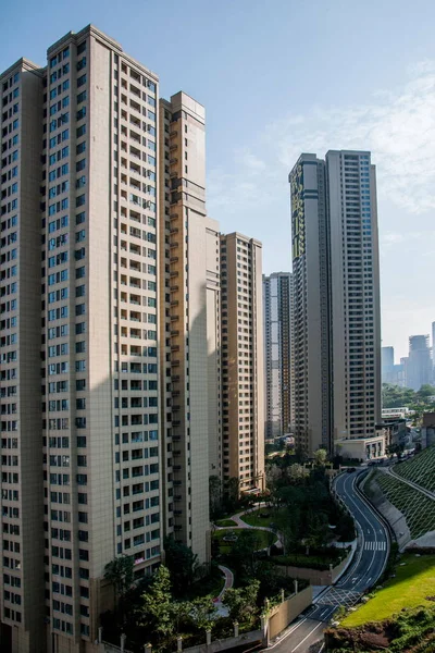 Chongqing Chaotianmen Yangtze Nehri Köprüsü kuzey köprü kurucu yerleşim alanı — Stok fotoğraf