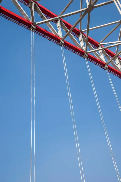 Support of curved steel beam in Chongqing Chaotianmen Yangtze River Bridge — Stock Photo, Image