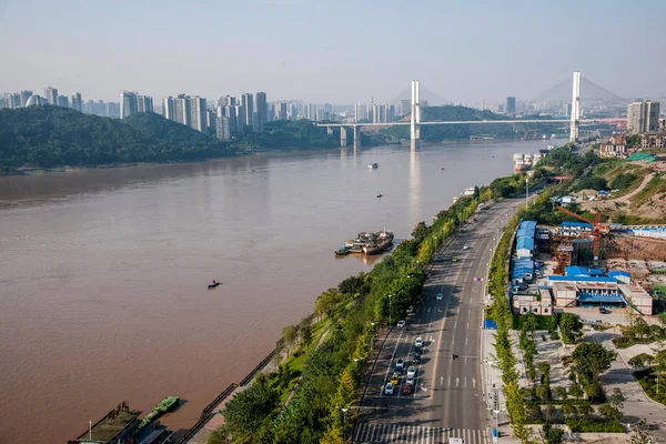 Chongqing Chaotianmen Yangtze River Bridge South Bridgehead site de construction de logements — Photo