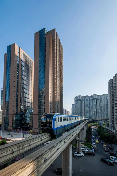Sección de Pico de León de la Línea de Tránsito de Ferrocarril de la Ciudad de Chongqing — Foto de Stock