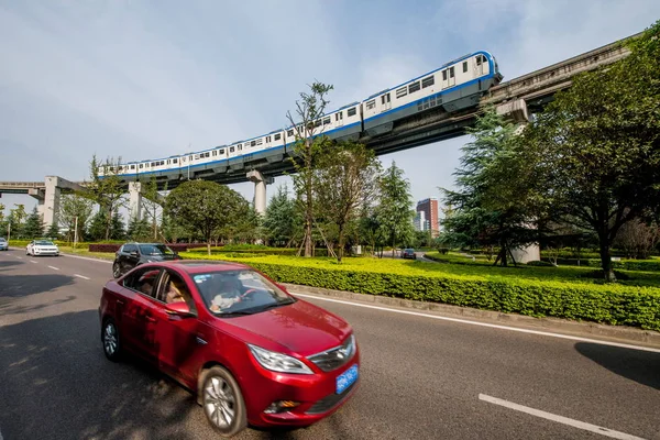 Linha de trânsito ferroviário da cidade de Chongqing 3 Seção Jinyu — Fotografia de Stock