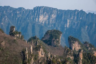 Hunan Zhangjiajie National Forest Park Tianzishan genel kaya tepeler
