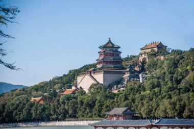 Pekin Yaz Sarayı Kunming Gölü uzun ömürlü Hill