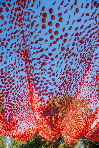 Beijing Xiangshan Park Hongye Festival en el diseño de la red de hojas rojas artificiales — Foto de Stock