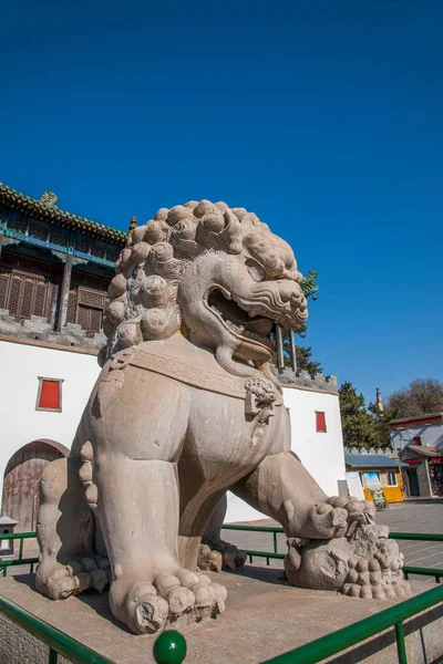 Provincia de Hebei Chengde Mountain Resort Putuo Zong junto a la puerta del templo de un par de leones —  Fotos de Stock