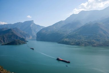 Yangtze Nehri üç Gorges Fengjie nehir suları