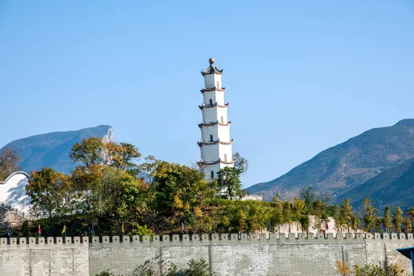 Jangcy trzy wąwozy Fengjie starożytnego miasta ryb wieża — Zdjęcie stockowe