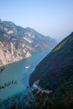 Yangtze Nehri üç Gorges Wu Gorge