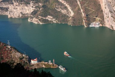 Yangtze Nehri üç Gorges Wu Gorge