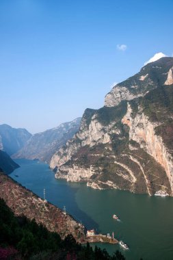 Yangtze Nehri üç Gorges Wu Gorge