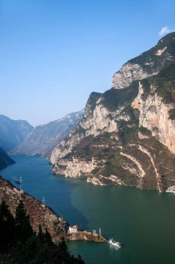 Yangtze Nehri üç Gorges Wu Gorge