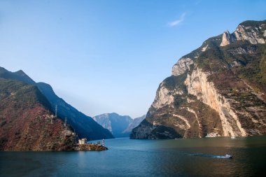 Yangtze Nehri üç Gorges Wu Gorge