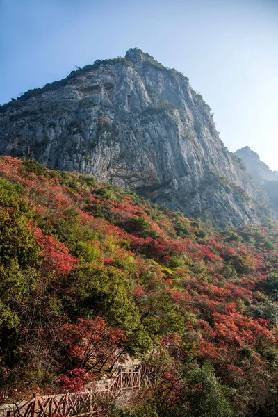 Fiume Azzurro Tre Gole Witch Valley Canyon Wushan Red Leaves — Foto Stock