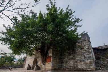 Chongqing Wushan zamanki nehir üç boğaz Dachang kasaba