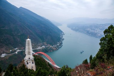 Chongqing Wushan ilçe Wenfeng orman Park Wenfeng Tower