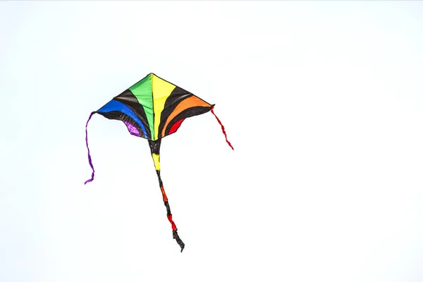 Kite Made Colorful Cloth Flying Sky — Stock Photo, Image