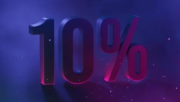 Sale 10 percent. Purple - blue sale 10 percent on smoky space background. — 스톡 사진