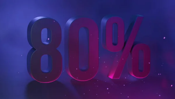 % 80 indirimli. Mor - dumanlı arka planda% 80 'lik mavi indirim.