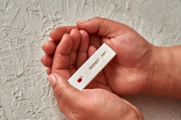Self-testing of blood for viruses. The girl checks herself for hepatitis, herpes and Epstein-Barr virus, adenovirus, various sexual infections including syphilis, hiv and other. Positive reaction
