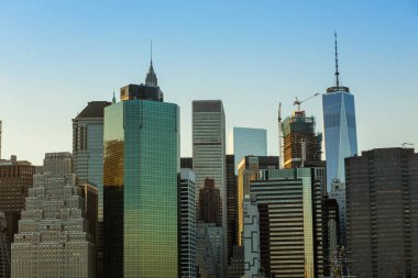 manhattan ve hudson Nehri ile günbatımı atış