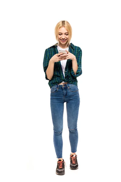 携帯電話で話している若いブロンドの女性 — ストック写真