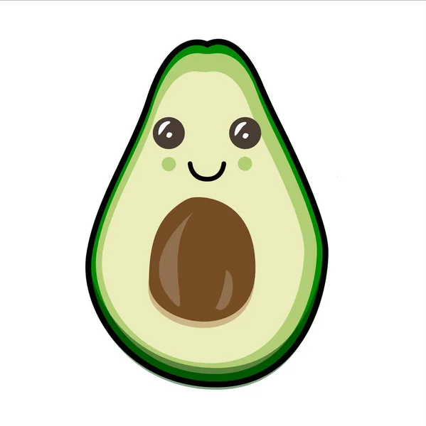 Cartoon Joyful Smiling Avocado Kawaii Illustration — Stock Photo, Image