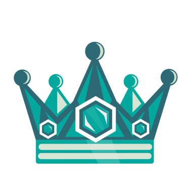 Beyaz arka planda mavi bir taç, düz.