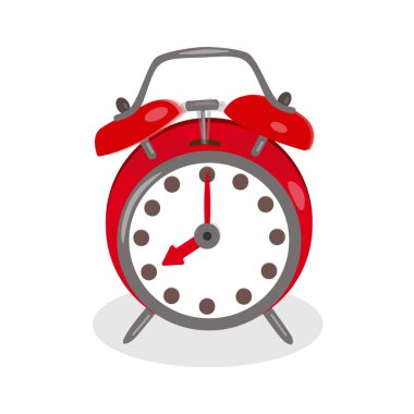 Çalan kırmızı alarm saati, beyaz arkaplanda izole edilmiş. Görüntü.