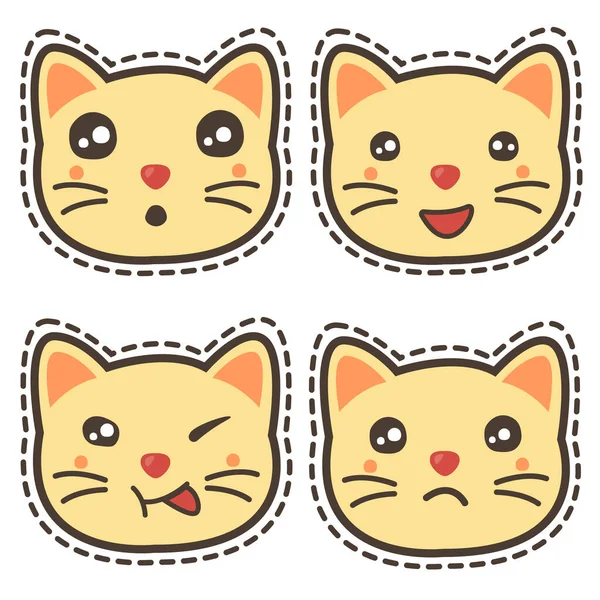 Jogo Emoções Gato Sorri Provoca Triste Surpreso Ilustração Kawaii — Fotografia de Stock