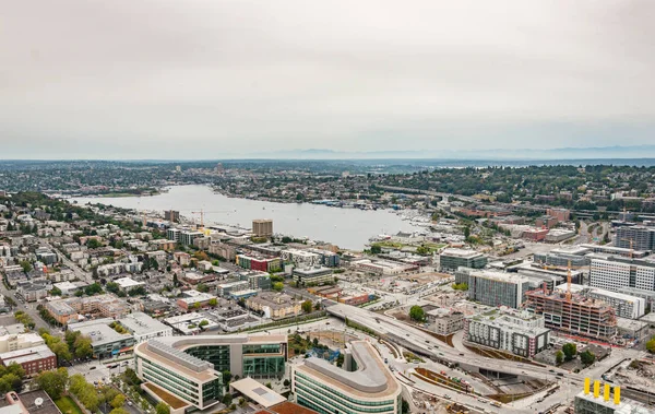 Luchtfoto Seattle Tijdens Een Bewolkte Dag — Stockfoto