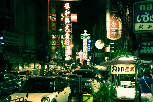 Bangkok Tailandia Julio 2015 Vida Nocturna Activa Distrito Chino Bangkok — Foto de Stock