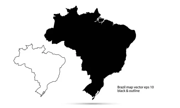 Brasil mapa vector, aislado negro fondo plano — Vector de stock