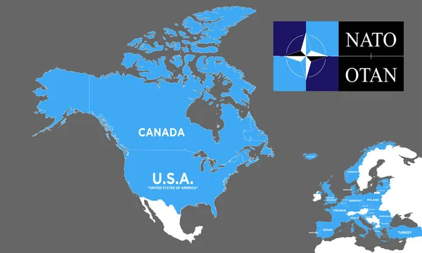 Nato 加盟国とベクトル世界地図 — ストックベクタ