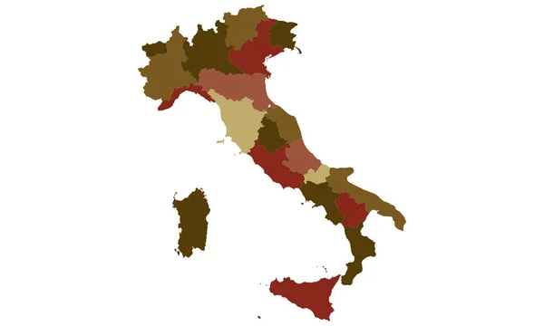 イタリア地図ベクトル地域とカラフルな — ストックベクタ