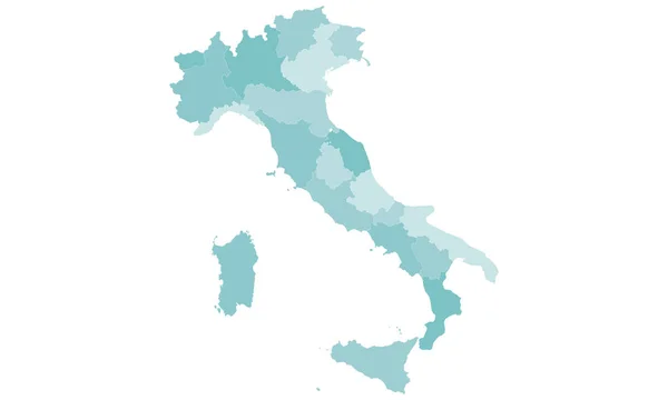 Italia mapa vector colorido con regiones — Vector de stock