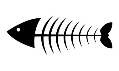 Balık simgesi iskelet vektörü düz balık kemiğini izole etti