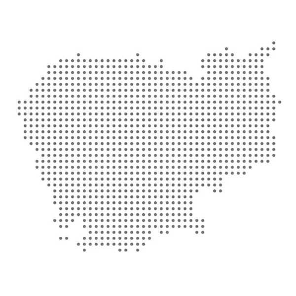 柬埔寨地图，灰色点，白色背景. — 图库矢量图片