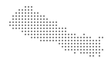 Nepal haritası beyaz arkaplanda gri noktayı noktaladı