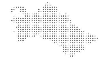 Türkmenistan haritası benekli, beyaz arkaplanda gri nokta